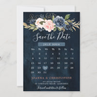 Calendário Boho Rosa Pink Azul Marinho