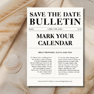 Reserve A Data Calendário Clássico Boletim Jornal Casamento