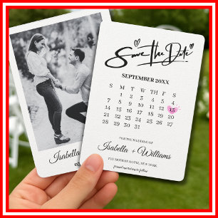 Reserve A Data Calendário com Coração Foto Elegante Casamento Mod