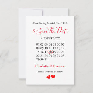 Reserve A Data Calendário Coração Casamento Salve A Data
