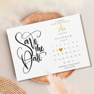 Reserve A Data Calendário de Aniversário de Qualquer Idade Coraçã