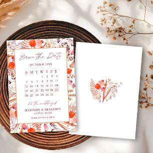 Reserve A Data Calendário de Casamento Boho Chic Terracotta Flore