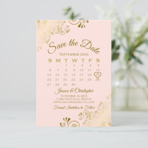 Reserve A Data Calendário de Casamento Chic Cor-de-Rosa-Rosa-Dou