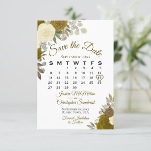 Reserve A Data Calendário de Casamento de Boho Elegante Floral de