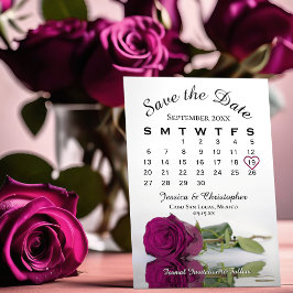 Reserve A Data Calendário de Casamento de Rosa Roxo Magenta Elega
