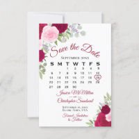 Calendário de Casamento do Elegante Boho, cor-de-r