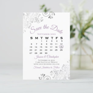 Reserve A Data Calendário de Casamento Elegante Simples e lavand