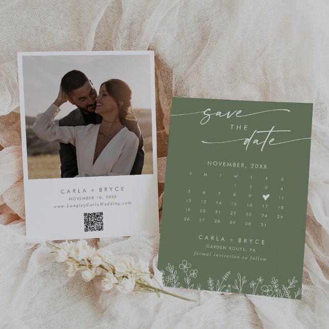 Reserve A Data Calendário de Fotos com Código QR de Flor Silvestr (Criador carregado)