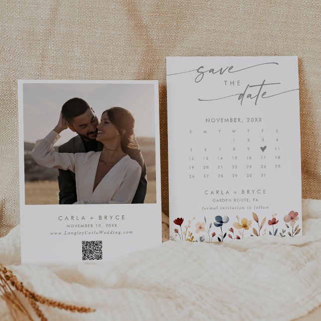 Reserve A Data Calendário de Fotos com Código QR de Flor Silvestr (Criador carregado)