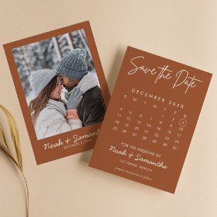 Reserve A Data Calendário de Fotos Minimalista Laranja Queimado M