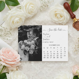 Reserve A Data Calendário de Fotos Moderno | Preto e Branco Minim