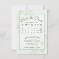 Calendário de Peônias em Aquarela Verde Salvia Cas