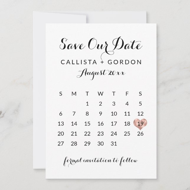 Reserve A Data Calendário Dourado do Elegante Rosa Negro Moderno (Frente)