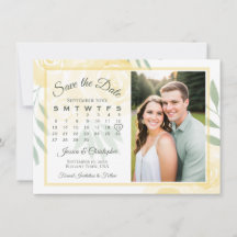 Calendário e Fotos de Casamento Boho Rosas Amarela