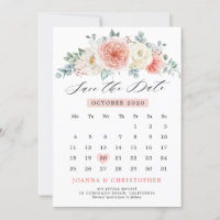Calendário Floral Rosa Pastel Pêssego do Solstício