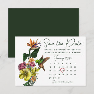 Reserve A Data Calendário Floral Tropical Elegante Salvar a Data