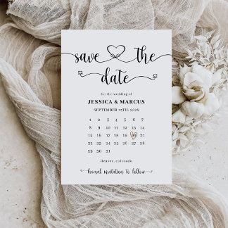Reserve A Data Calendário Minimalista Moderno Simples | Casamento
