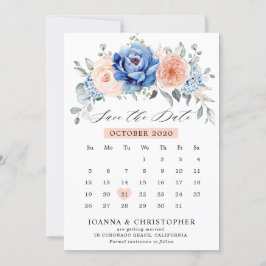 Reserve A Data Calendário Navy Blue Slate Dusty Blush Salvar a Da