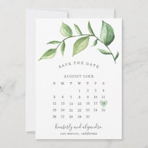 Reserve A Data Calendário Rustic Elegant Greenery Casamento