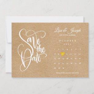 Reserve A Data Calendário Rústico Boho Coração de Amor Dourado