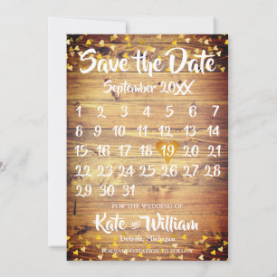 Reserve A Data Calendário Rústico Boho Dourado Coração de Amor Sa