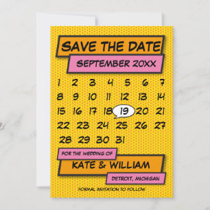 Reserve A Data Calendário Salve a Data Divertido Retro Quadrinhos