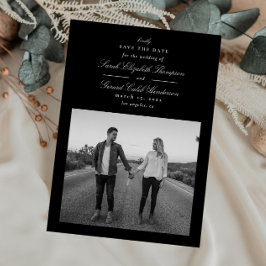 Reserve A Data Caligrafia Clássica Branca e Preta Moderna Elegant