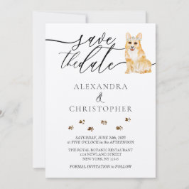 Reserve A Data caligrafia de casamento de filhote de Corgi marrom
