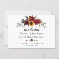 Caligrafia de casamento de girassóis de Borgonha C