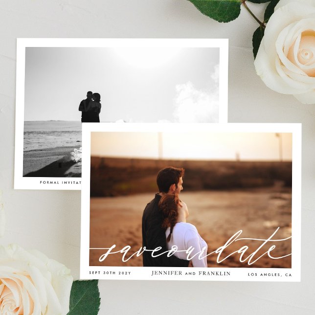 Reserve A Data Caligrafia de Foto com Código QR Preto e Branco (Criador carregado)