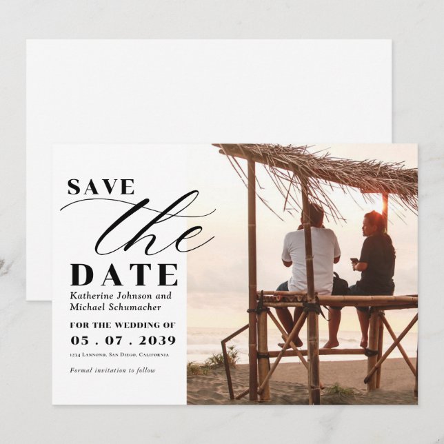 Reserve A Data Caligrafia do script Elegant Photo e Casamento de  (Frente/Verso)