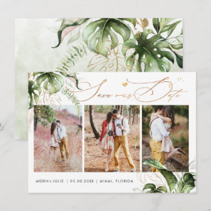 Reserve A Data Caligrafia Dourada da Selva Tropical PixDezines