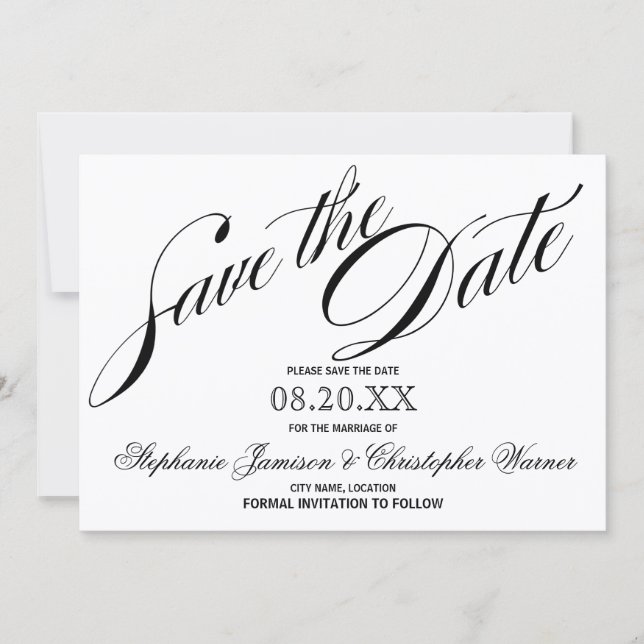 Reserve A Data Caligrafia Elegância Script Salve a Data (Frente)