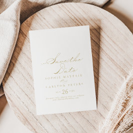 Reserve A Data Caligrafia Elegante Casamento Dourado Salvar A Dat