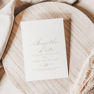 Reserve A Data Caligrafia Elegante Casamento Dourado Salvar A Dat