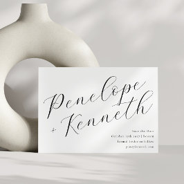 Reserve A Data Caligrafia Elegante Estilo Moderno Casamento Branc