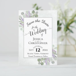 Reserve A Data Caligrafia Elegante Eucalyptus e Casamento de Lava