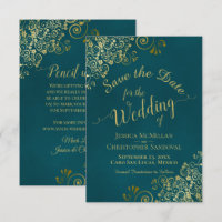 Caligrafia Elegante Teal e Dourado Requintado para