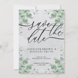 Reserve A Data Caligrafia Eucalipto Verde dia especial