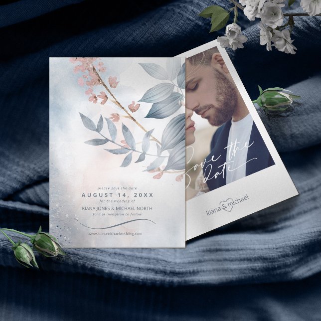 Reserve A Data Caligrafia Floral Dusty Blue ID771 (Criador carregado)