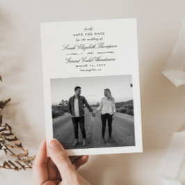 Reserve A Data Caligrafia Formal Elegante Preta e Branca