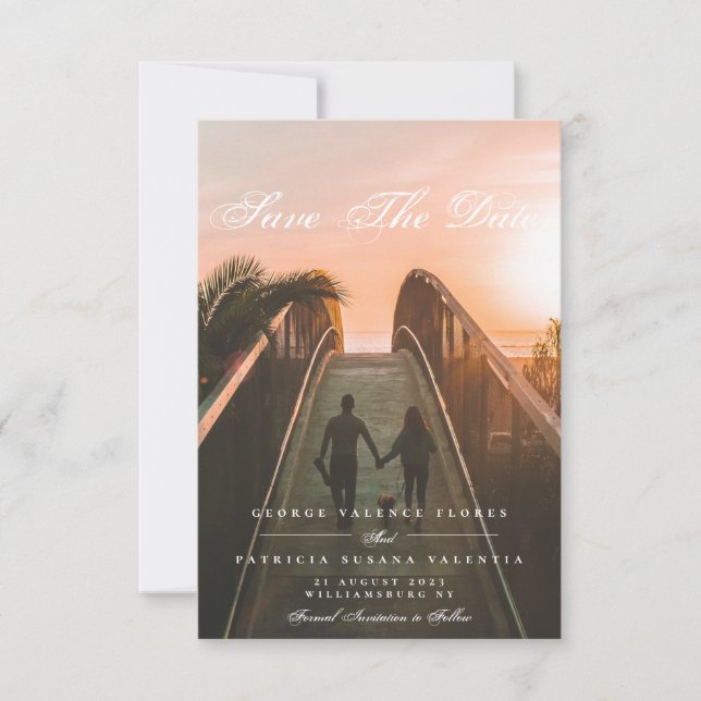 Reserve A Data Caligrafia Formal Foto Elegante (Frente)
