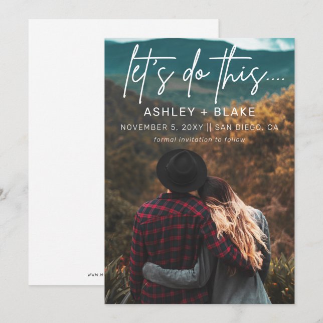 Reserve A Data Caligrafia manuscrita na moda Salve a data (Frente/Verso)