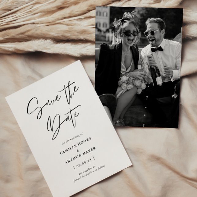 Reserve A Data Caligrafia Minimalista Moderna Foto (Criador carregado)