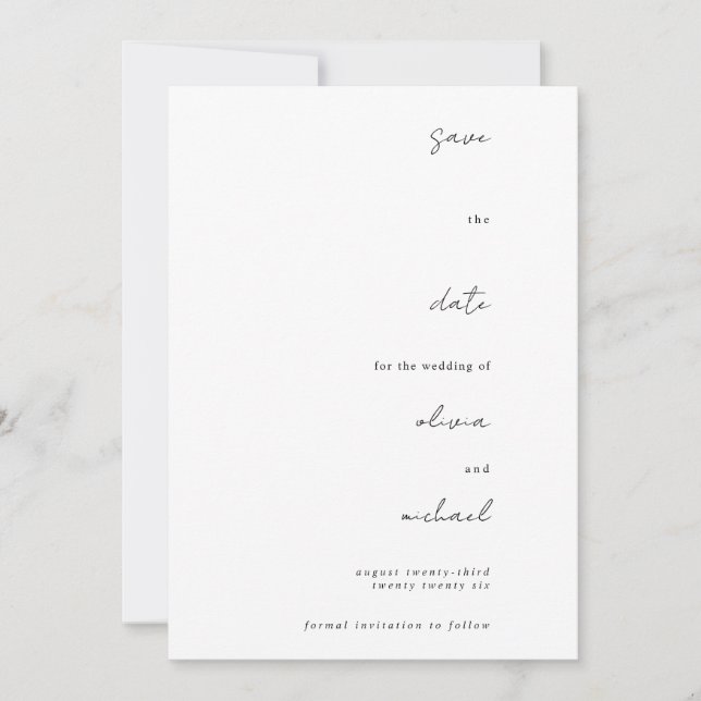 Reserve A Data Caligrafia Minimalista Save The Date (Frente)