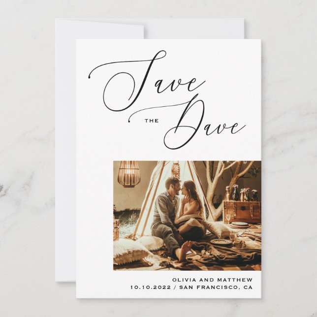 Reserve A Data Caligrafia moderna | Casamento de Fotos Minimalist (Frente)