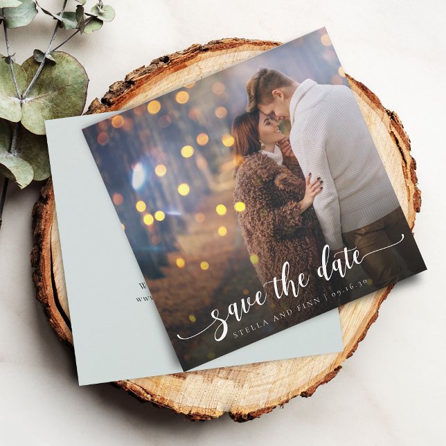 Reserve A Data Caligrafia Moderna Foto Casamento (Modern Calligraphy Photo Wedding Save The Date)