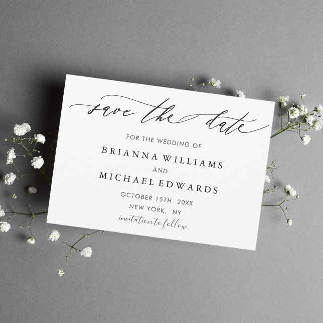 Reserve A Data Caligrafia Moderna Simples para Casamento Save the (Criador carregado)