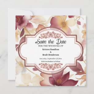 Reserve A Data Caligrafia Rustic Burgundy