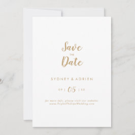 Reserve A Data Caligrafia Simples|Casamento Dourado Salvar A Data